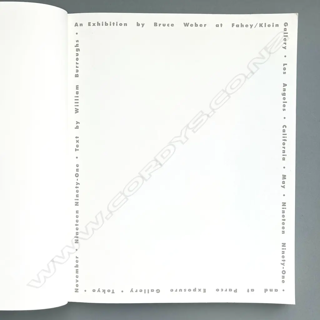 BRUCE WEBER: AN EXHIBITION [...] AT FAHEY/KLEIN GALLERY Image 1++